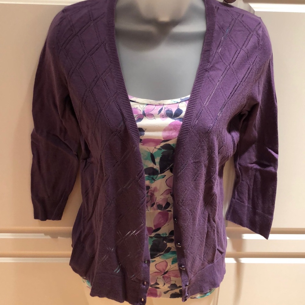 EUC Loft cardigan and Aeropostale tank